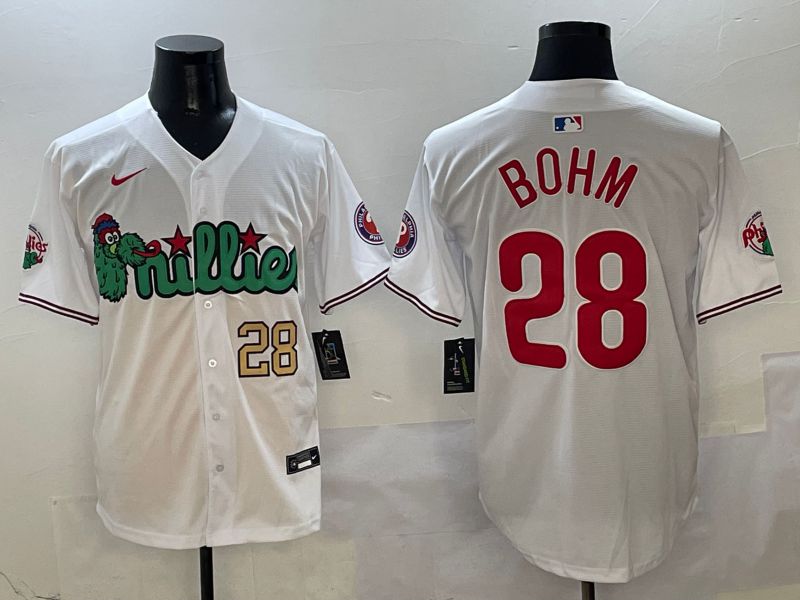 Men Philadelphia Phillies #28 Bohm White three generations Joint Name Nike 2025 MLB Jersey style 3->philadelphia phillies->MLB Jersey